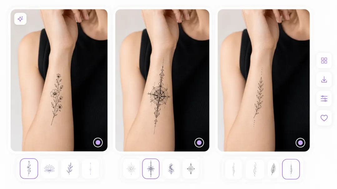 Three illustrative forearm tattoo designs for comparison, from Tat Ink